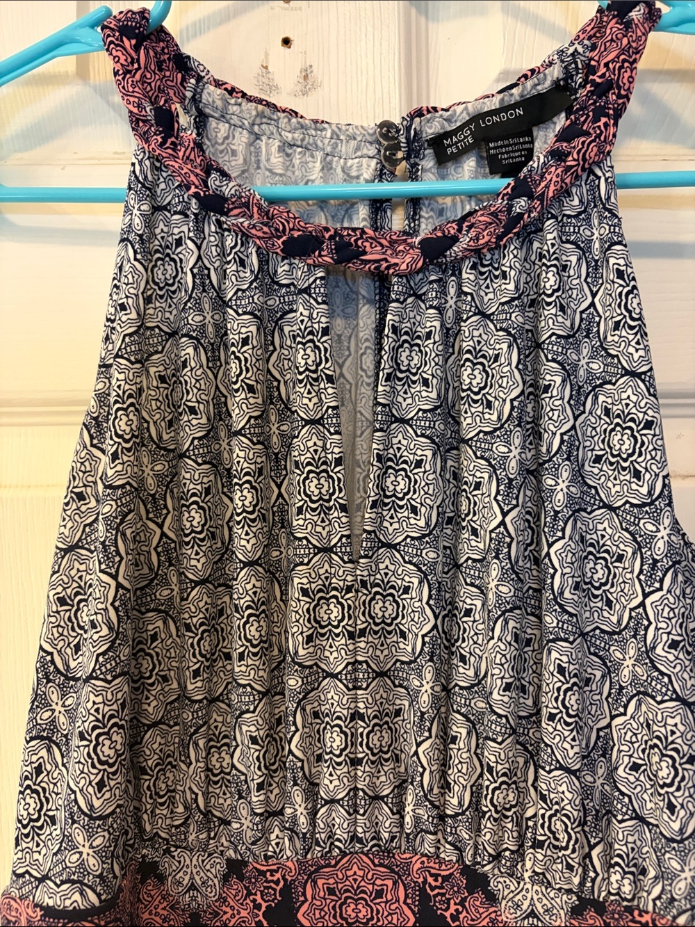 Maggy London Navy and Dusty Rose Printed Sleeveless Dress - Picture 2 of 3